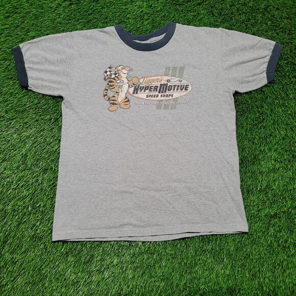 VTG 90s Disney Store Tigger Ringer Tee Mens M Hot Rod Graphic - Picture 1 of 12